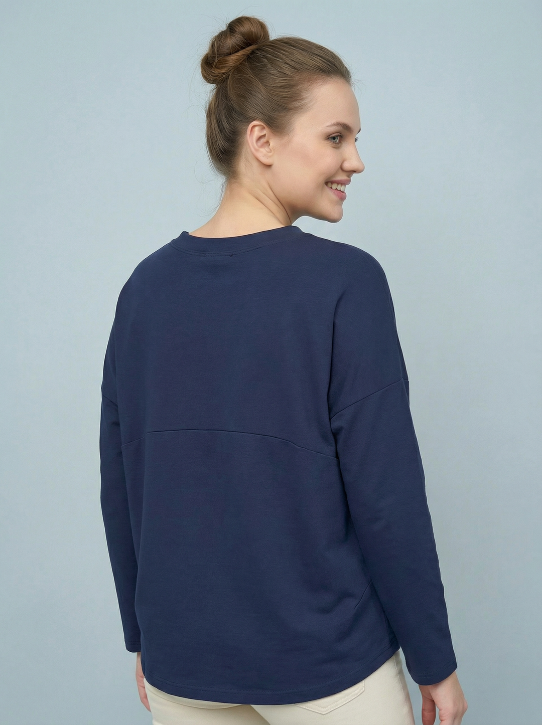 "KYLIE” Scuba Sweat Top - Navy