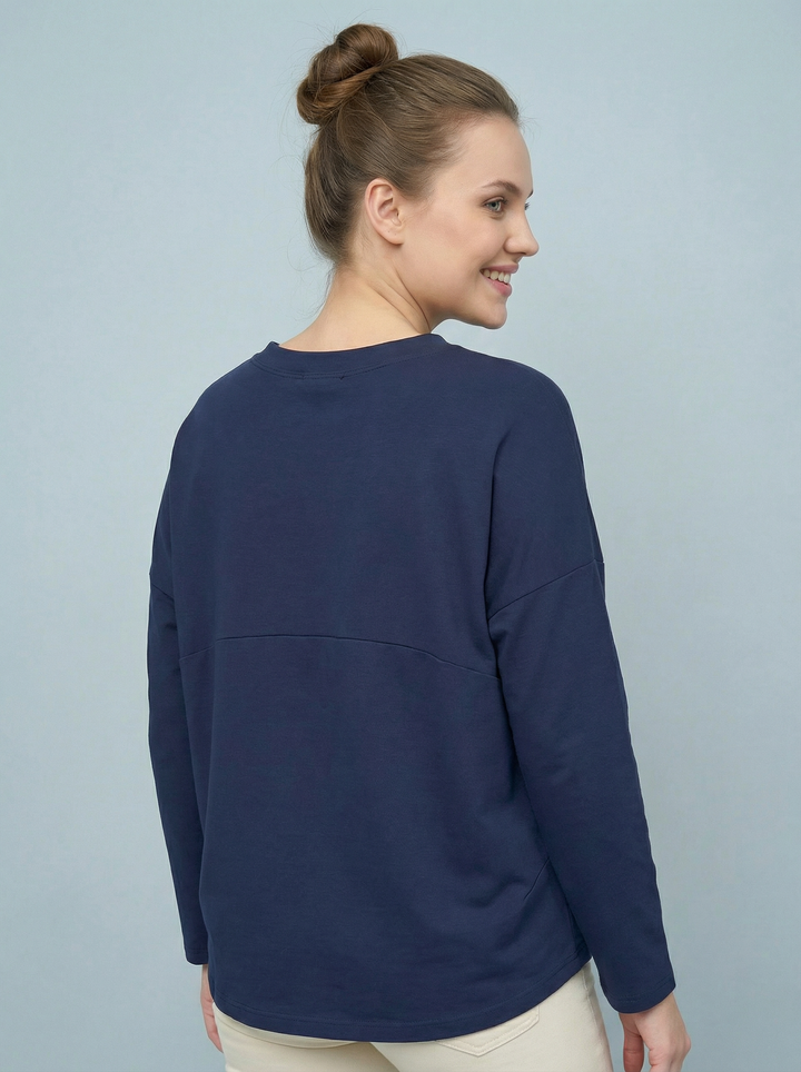 "KYLIE” Scuba Sweat Top - Navy