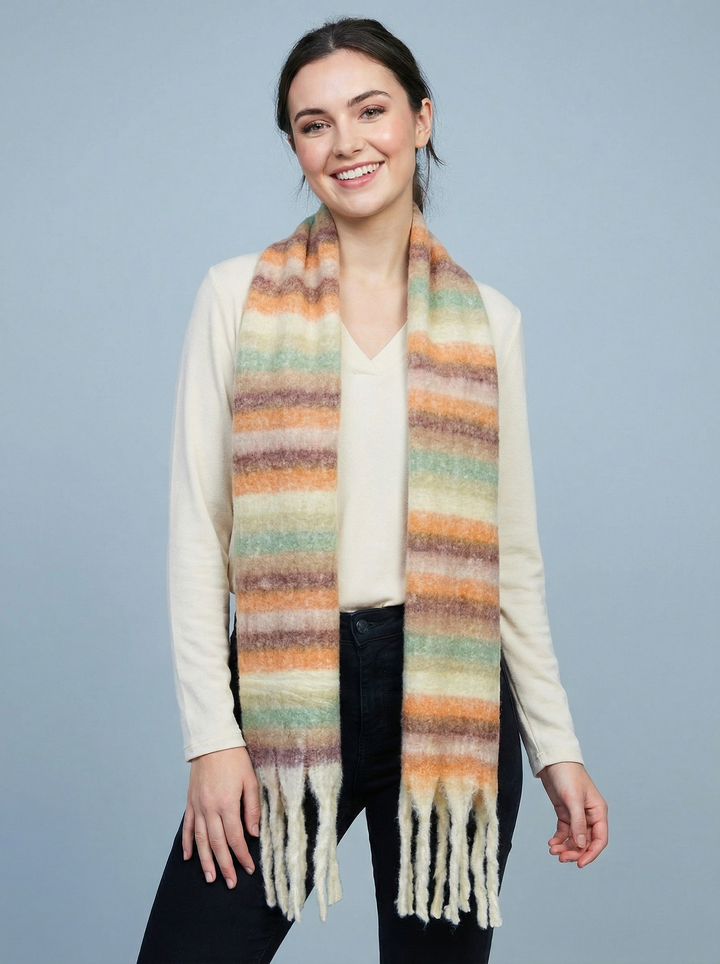 No.33 Stripe Print Scarf-Multicolour