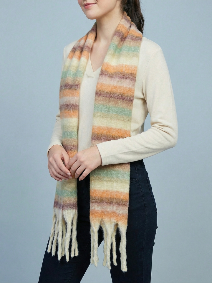 No.33 Stripe Print Scarf-Multicolour