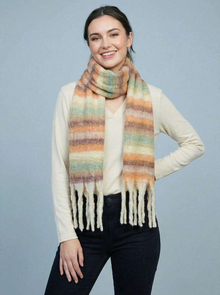 No.33 Stripe Print Scarf-Multicolour