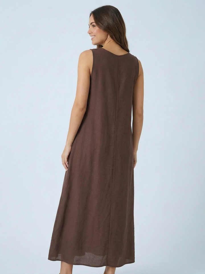 "GINA” Sleeveless Dress  - Chocolate