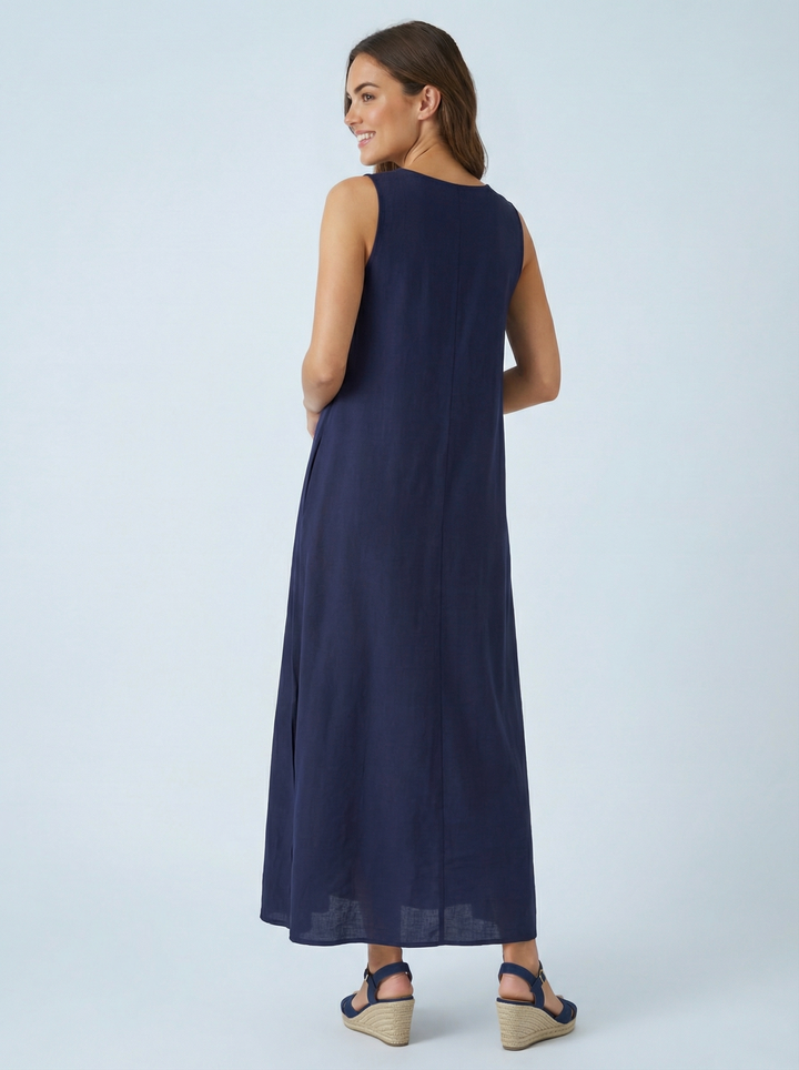 "GINA” Sleeveless Dress  - Navy