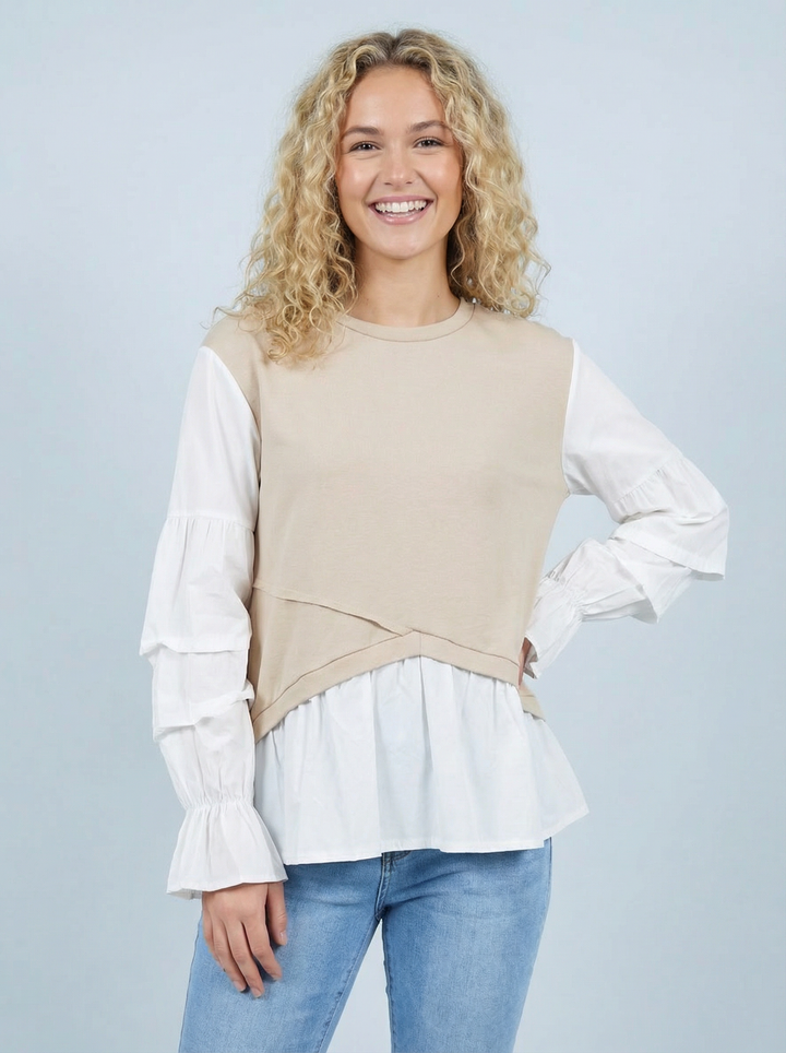 "QUINN” Sweat Top - Beige