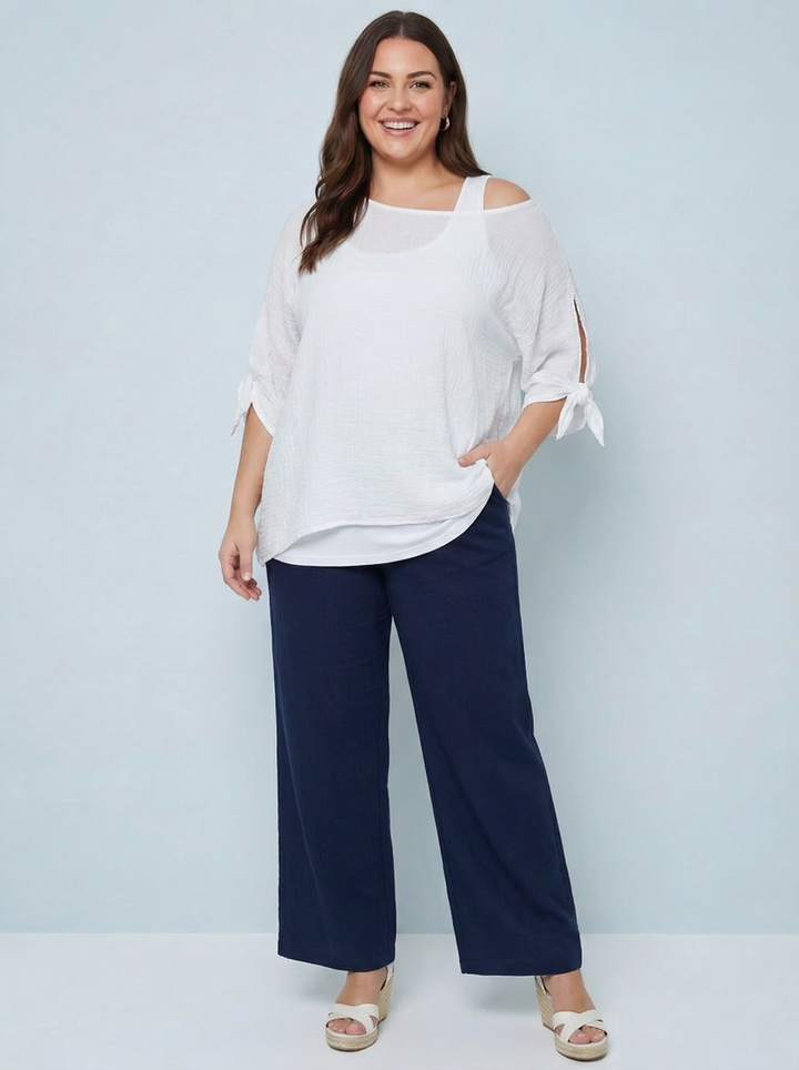 "NANCY” Relaxed Fit Top - White