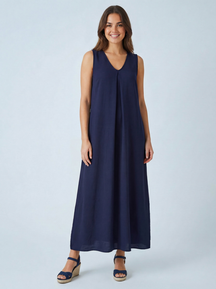 "GINA” Sleeveless Dress  - Navy