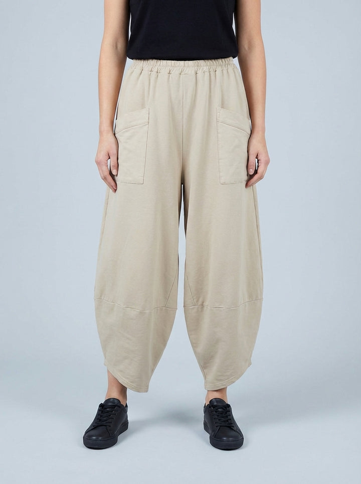 "ERIN” Cotton Barrel Trouser - Beige
