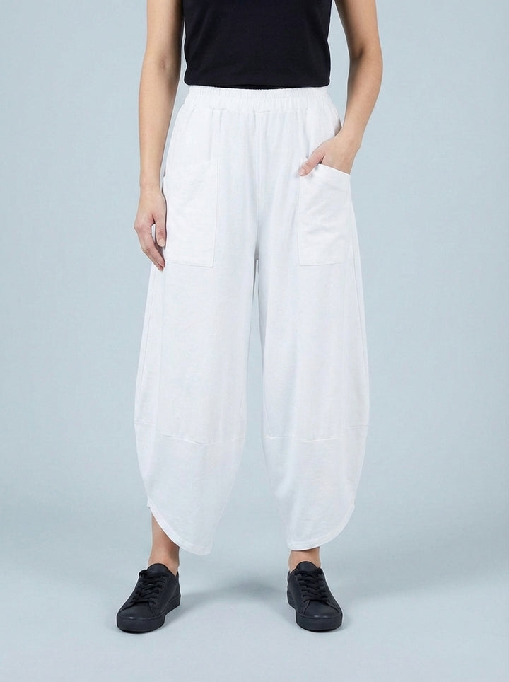"ERIN” Cotton Barrel Trouser - White