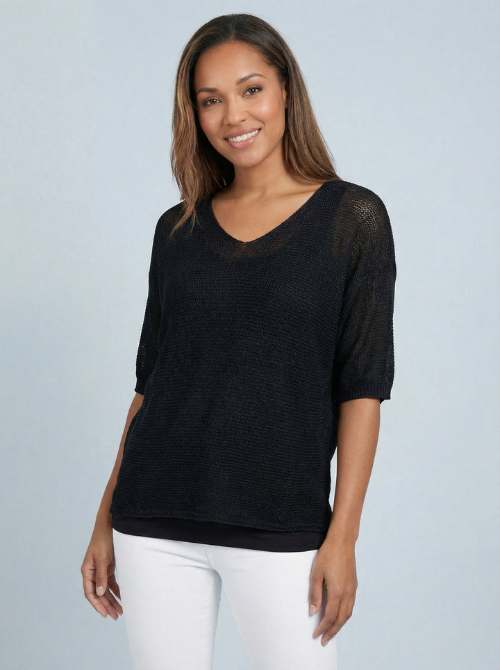 “TIFFANY” Button Back Fine Knit Top