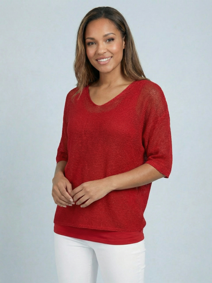 “TIFFANY” Button Back Fine Knit Top