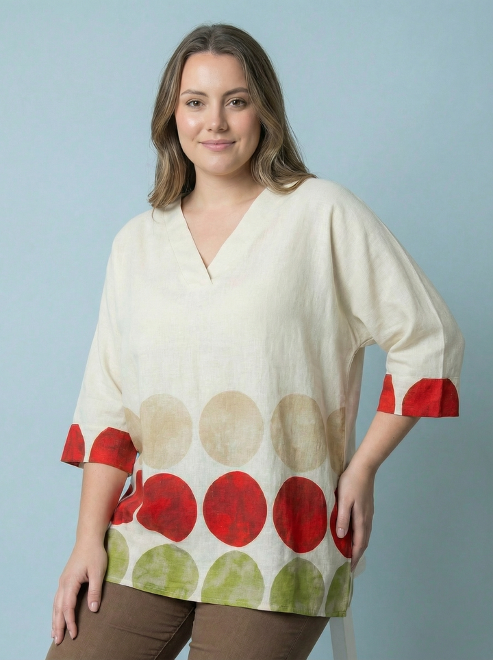 "VIOLET” Polka Dot Top  - Cream