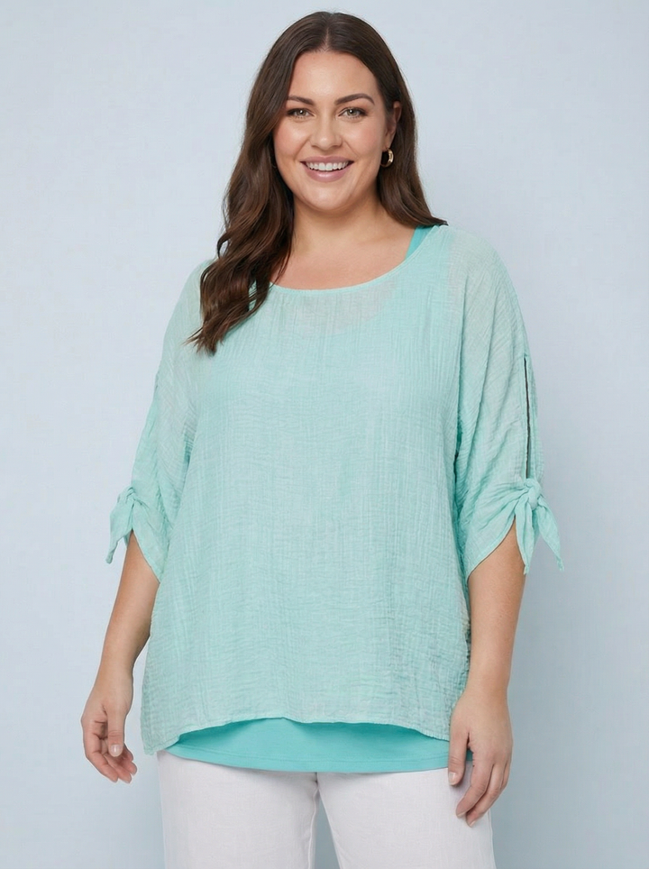 "NANCY” Relaxed Fit Top - Turquoise
