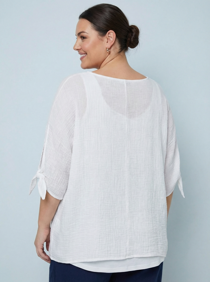 "NANCY” Relaxed Fit Top - White