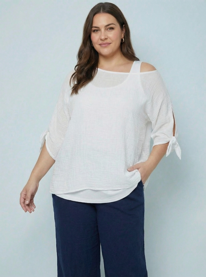 "NANCY” Relaxed Fit Top - White