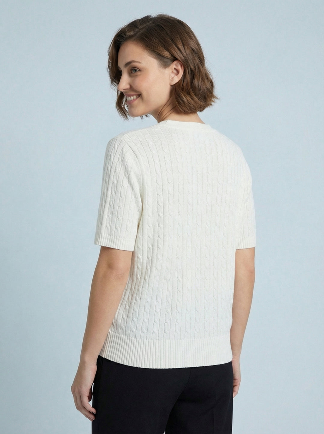 "LARA” Fine Knit Top / Cardigan - Off White