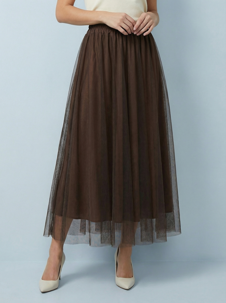 "IZZY" Tulle Skirt - Chocolate
