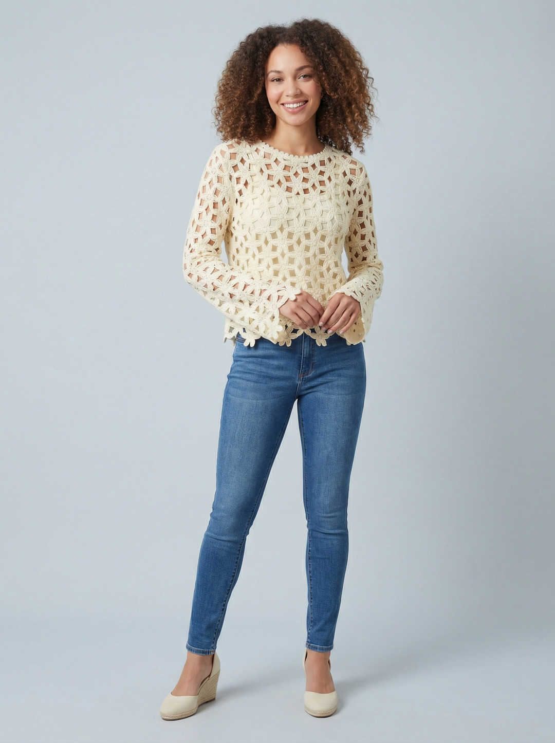 “BIANCA” Crochet Top - Cream