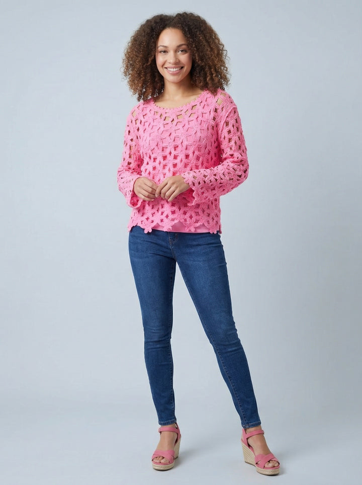 “BIANCA” Crochet Top - Baby Pink