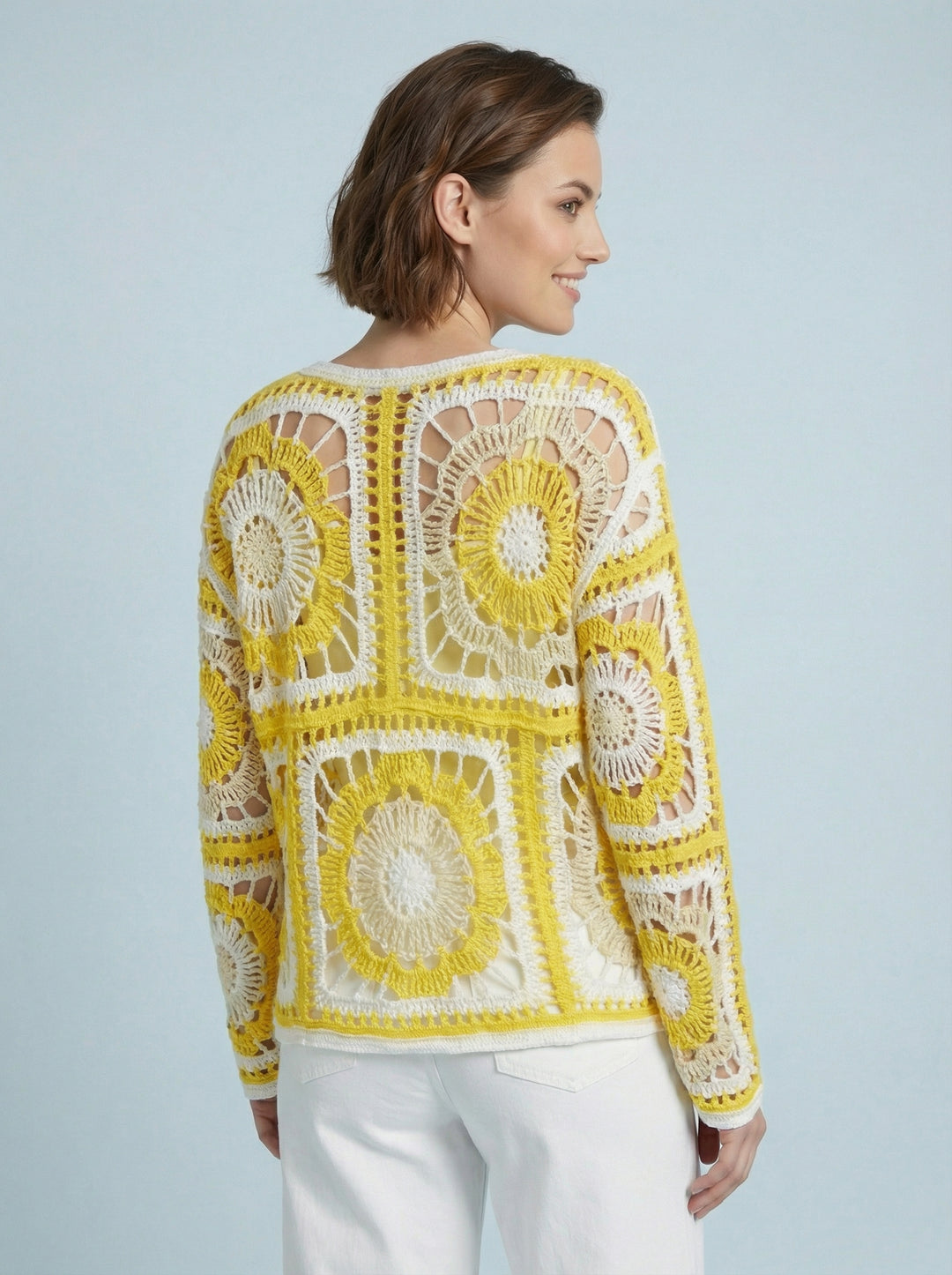 "DONNA” Crochet Top - Yellow & White