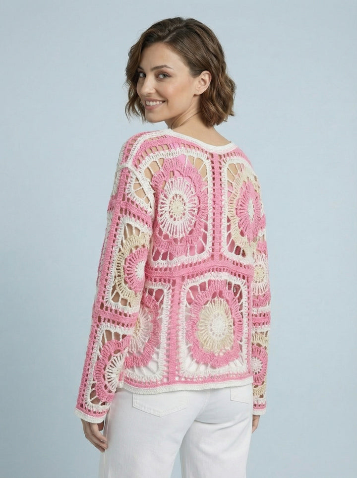 "DONNA” Crochet Top - Pink & White