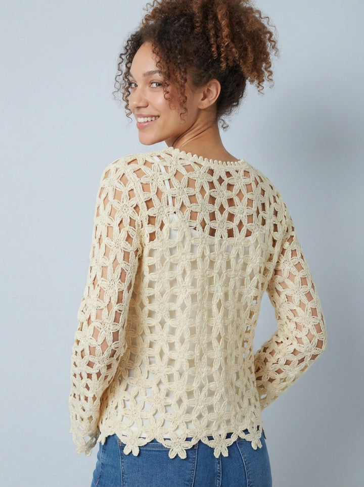 “BIANCA” Crochet Top - Cream