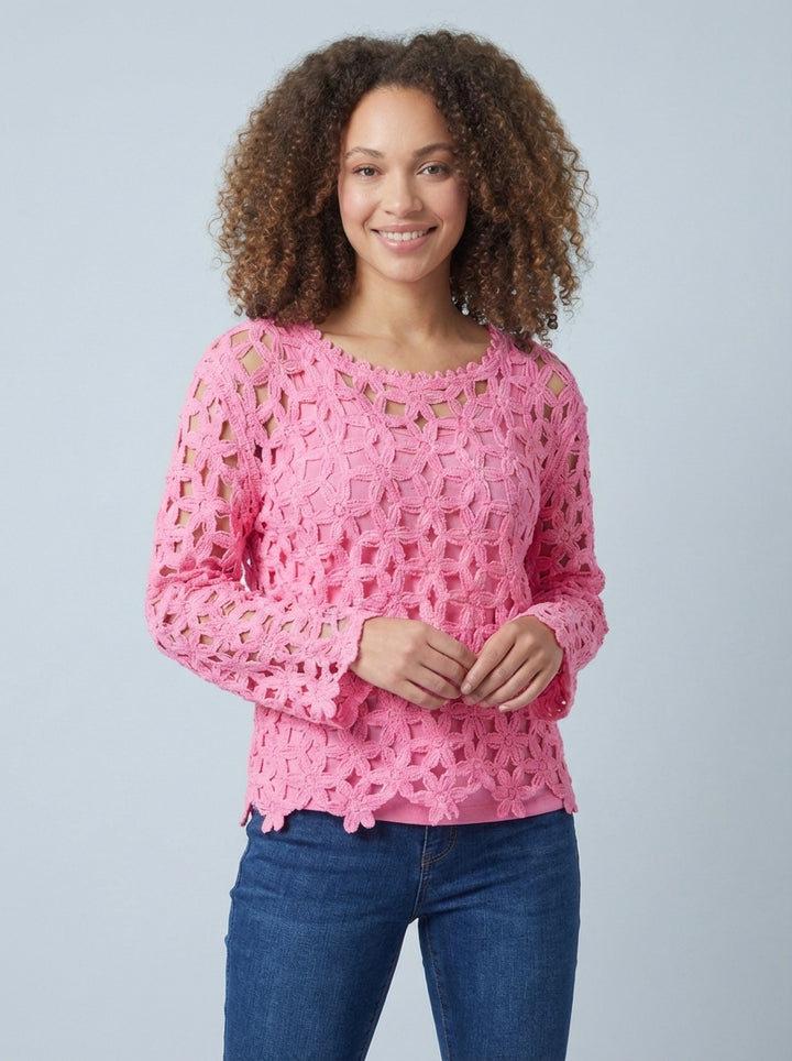 “BIANCA” Crochet Top - Baby Pink