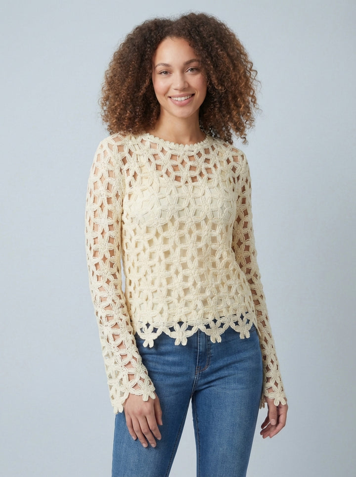 “BIANCA” Crochet Top - Cream