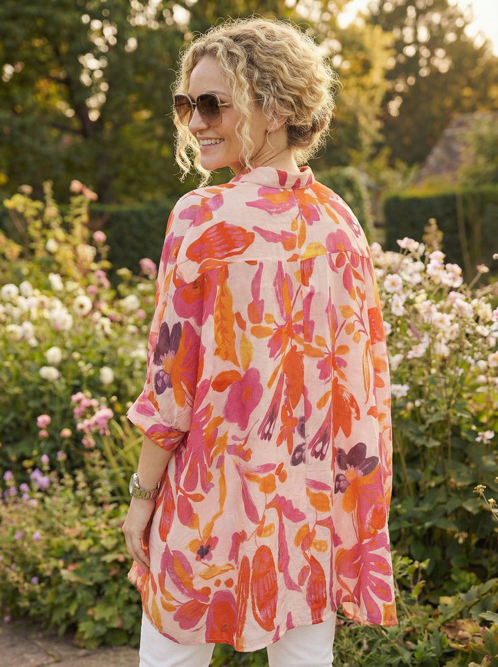 "CHRISSY”  Relaxed Fit Shirt - Peach