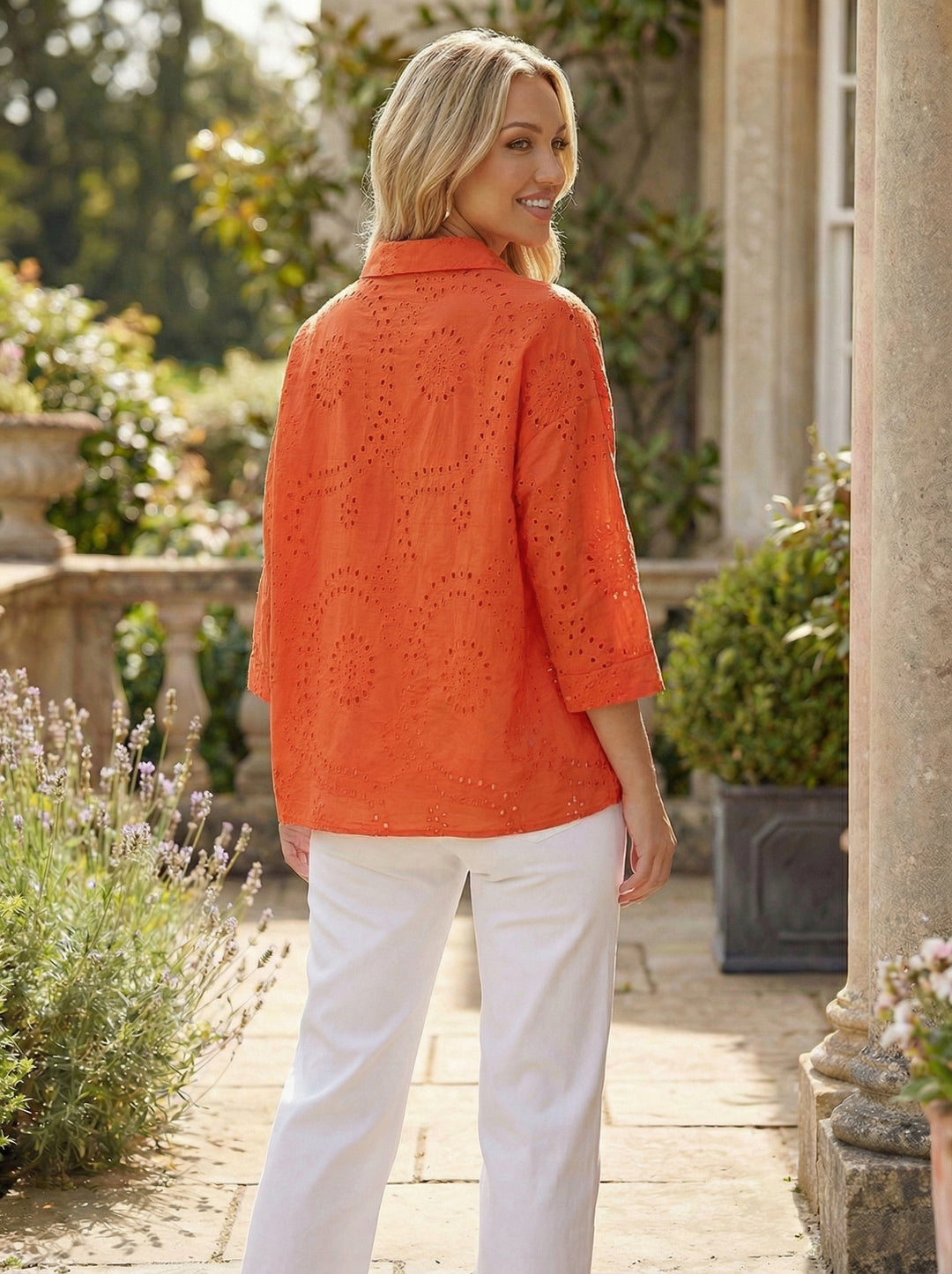 "WILLOW” EMBROIDERY ANGLAISE  Shirt - Orange
