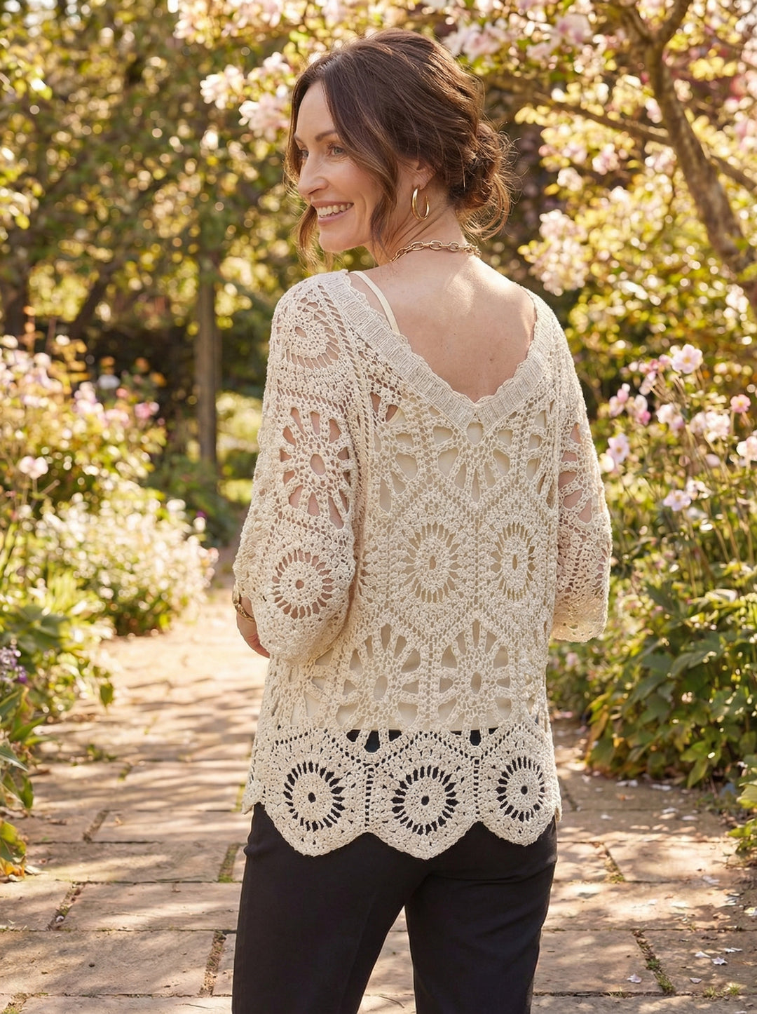 "JADE” V-Neck Crochet Top With Vest