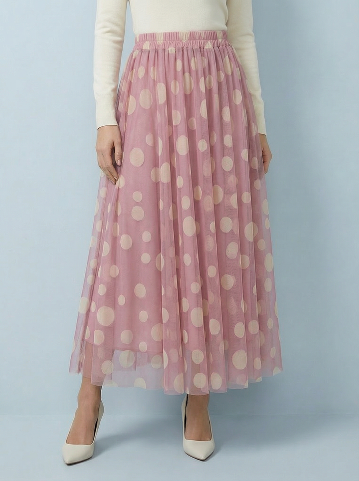 "IZZY" Tulle Skirt Polka Dot - Blush Pink