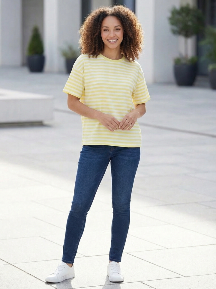 “BETHANY” Stripe Cotton Top - Yellow