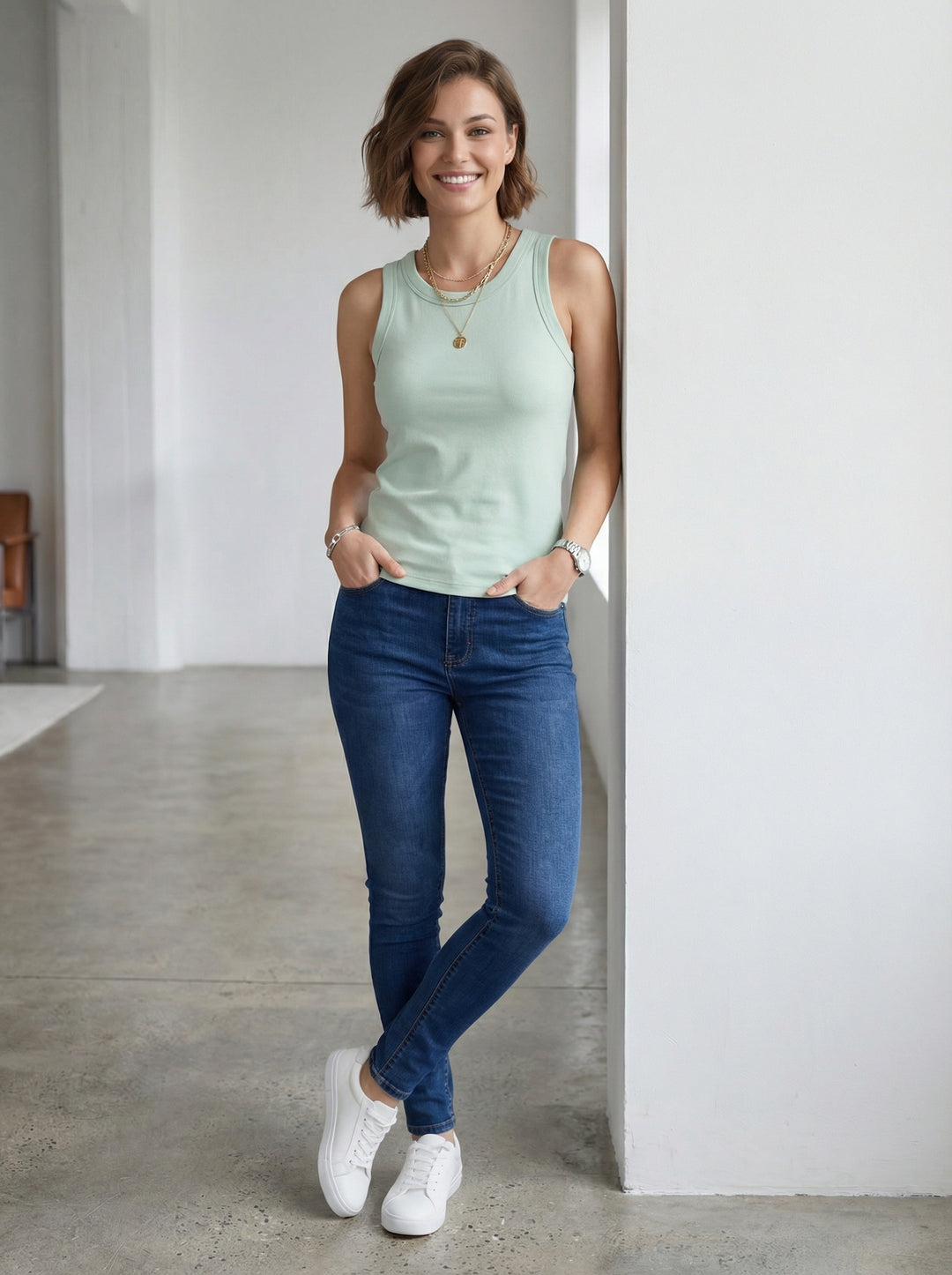 "PAIGE” Premium Vest Top - Mint