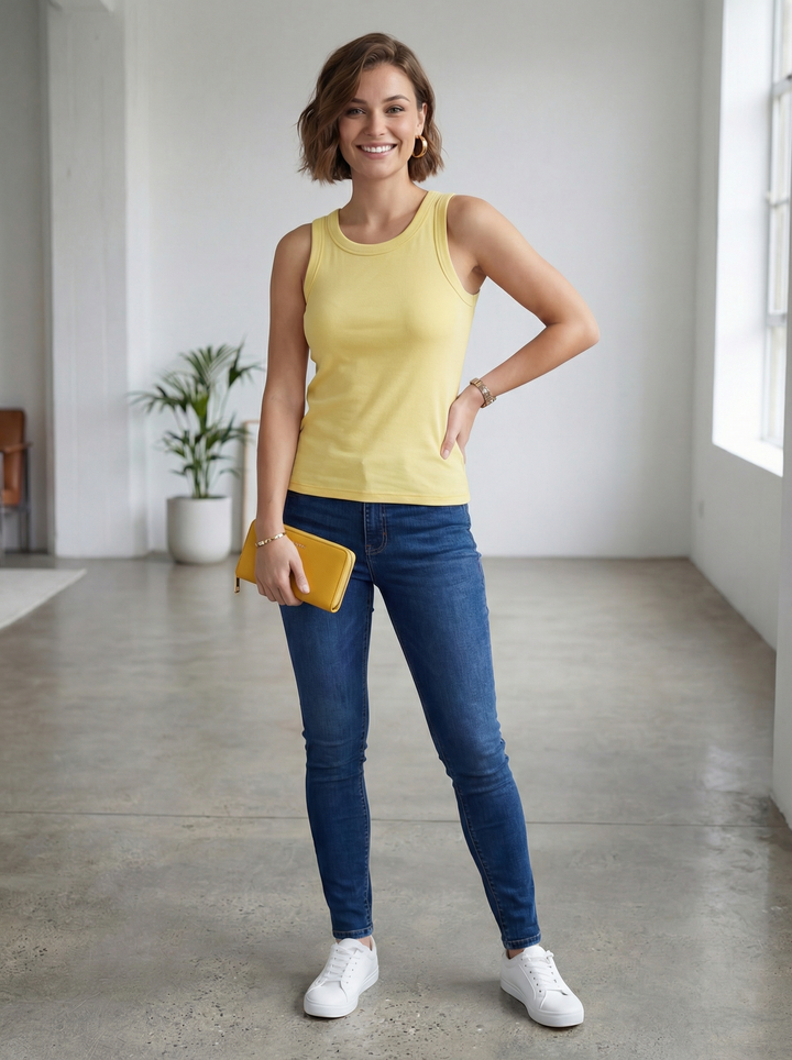 "PAIGE” Premium Vest Top - Sky Blue