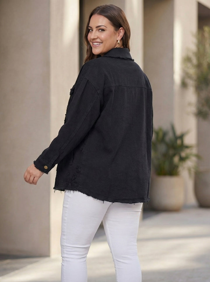 "HARRIET” Relaxed Fit Denim Jacket - Black