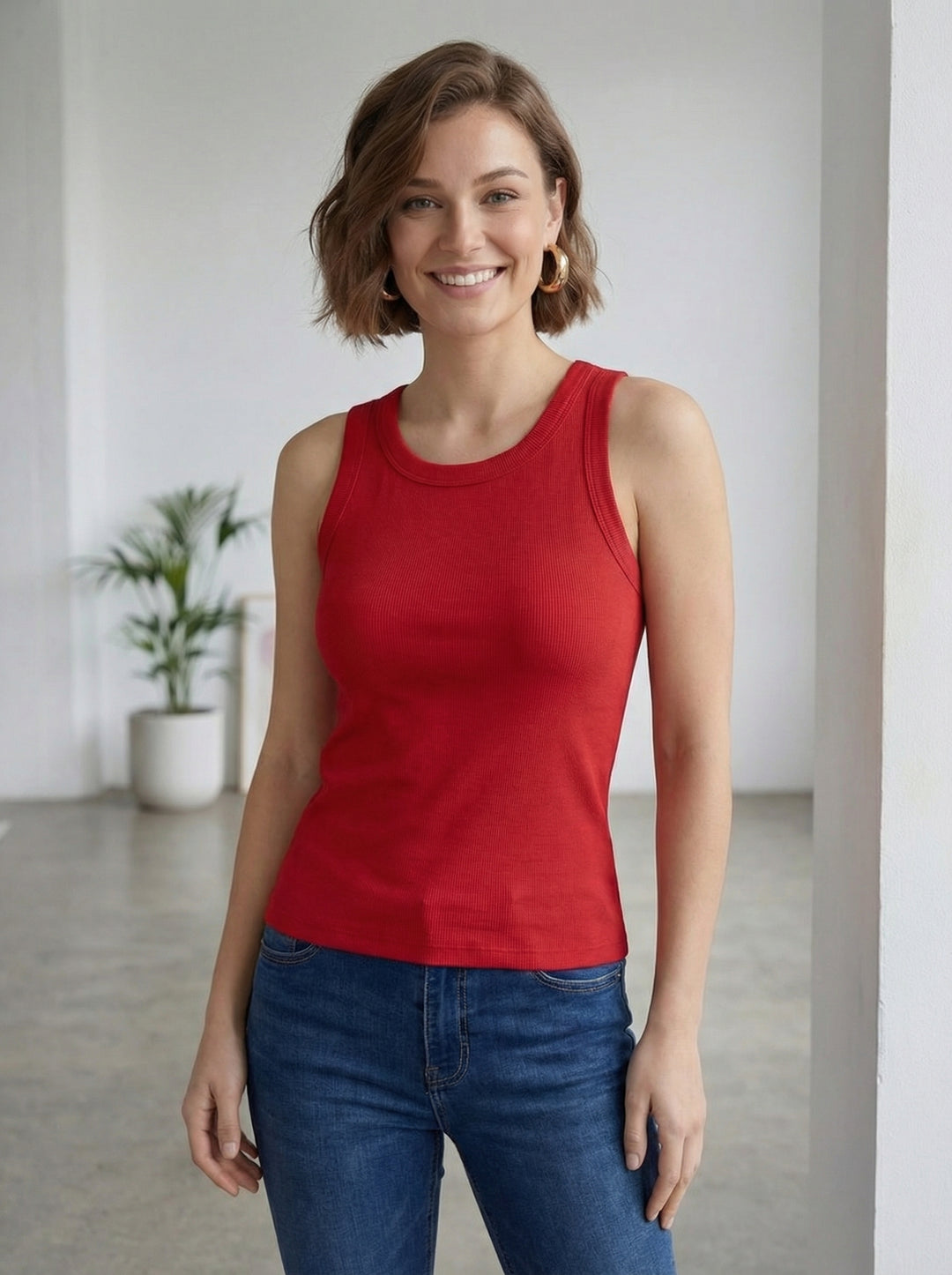 "PAIGE” Premium Vest Top - Red