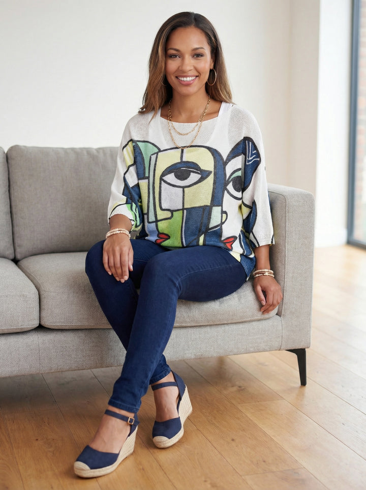 “LEONA” Pattern Fine Knit  - Artistic Pattern