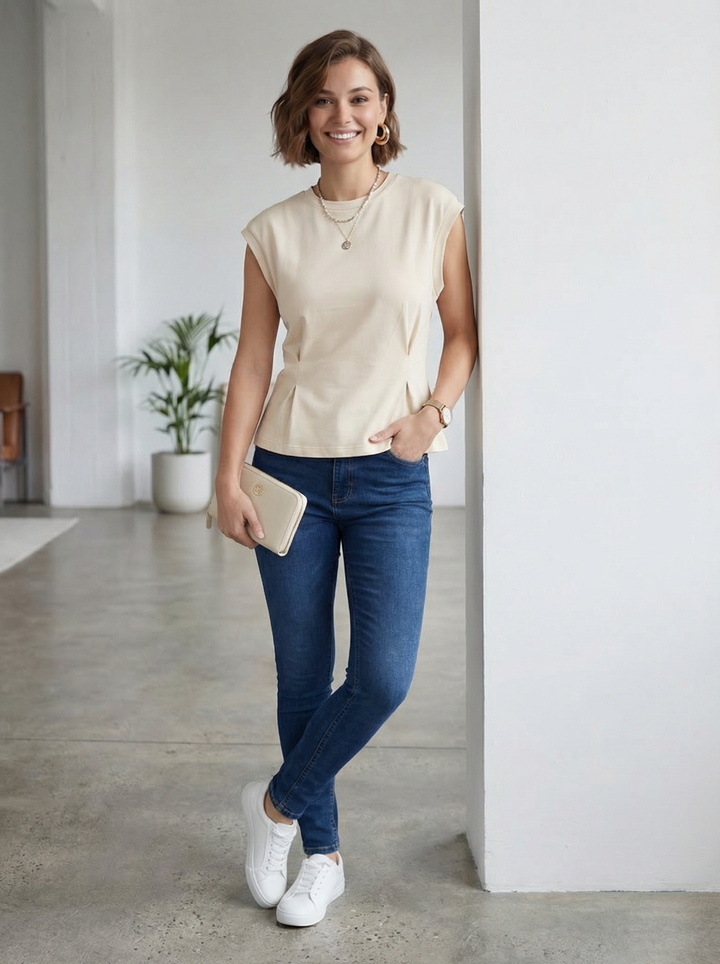 "SABRINA”  PREMIUM Cap Sleeve T-Shirt