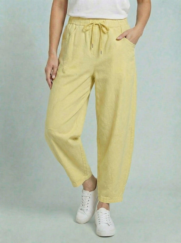“ANGELA” Canvas Barrel Trouser - Yellow