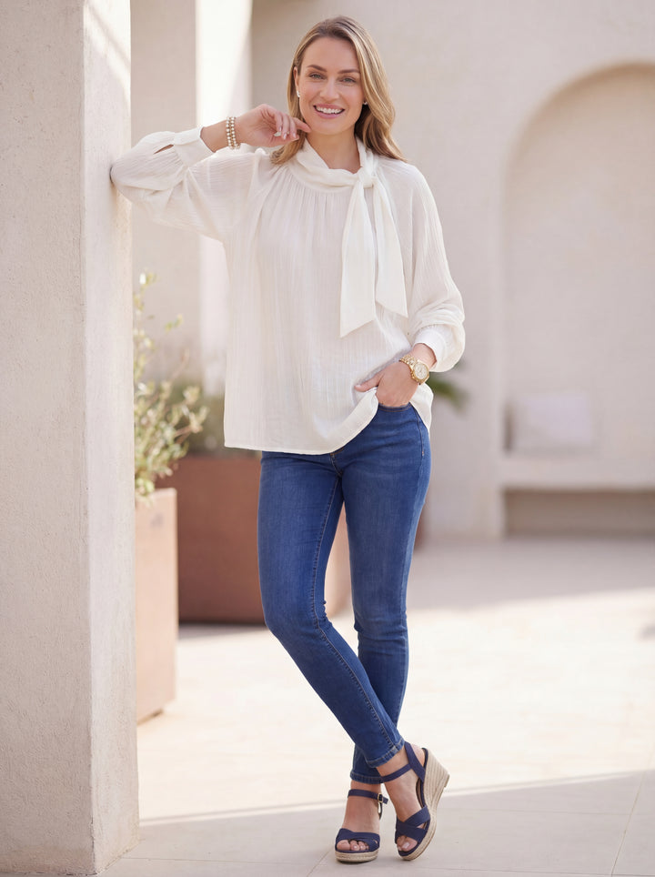 "TRACEY” Pussybow Blouse - Off White