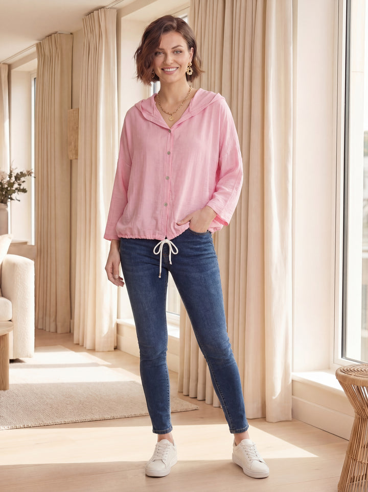 “KRISTEN” Hooded Blouse / Jacket - Blush Pink
