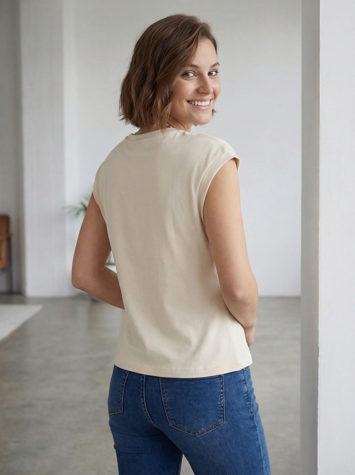 "SABRINA”  PREMIUM Cap Sleeve T-Shirt