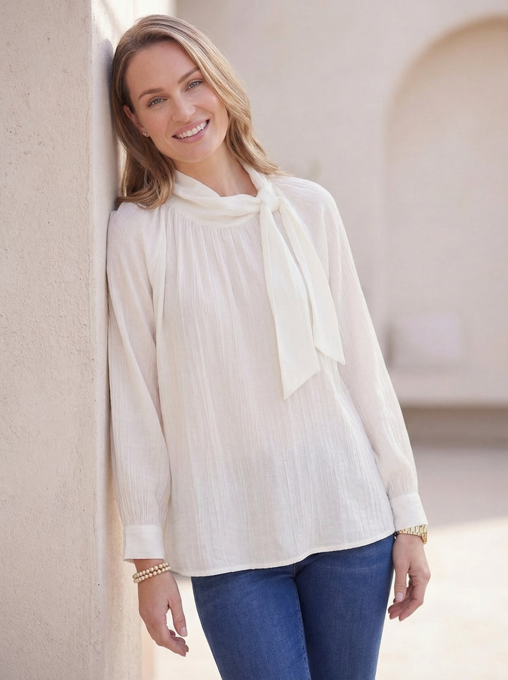 "TRACEY” Pussybow Blouse - Off White