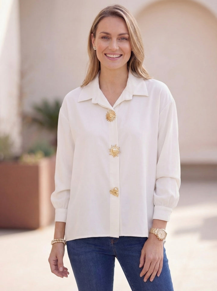 "PENNY” Relaxed Fit High-Low Shirt