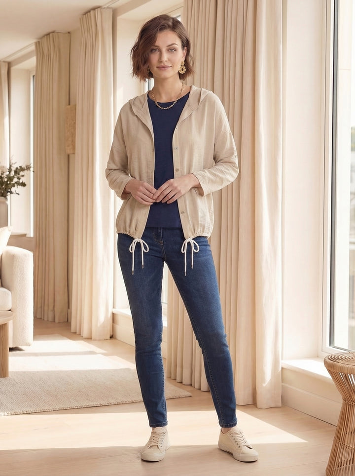 “KRISTEN” Hooded Blouse / Jacket - Beige