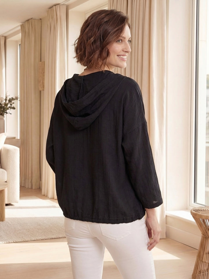“KRISTEN” Hooded Blouse / Jacket - Black