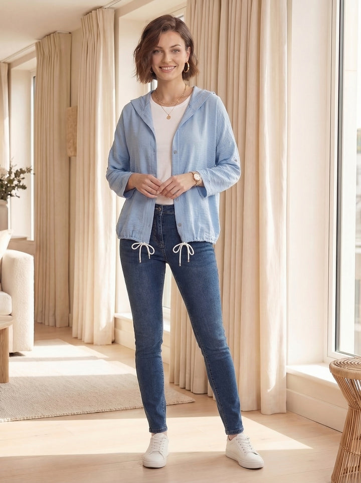 “KRISTEN” Hooded Blouse / Jacket - Sky Blue