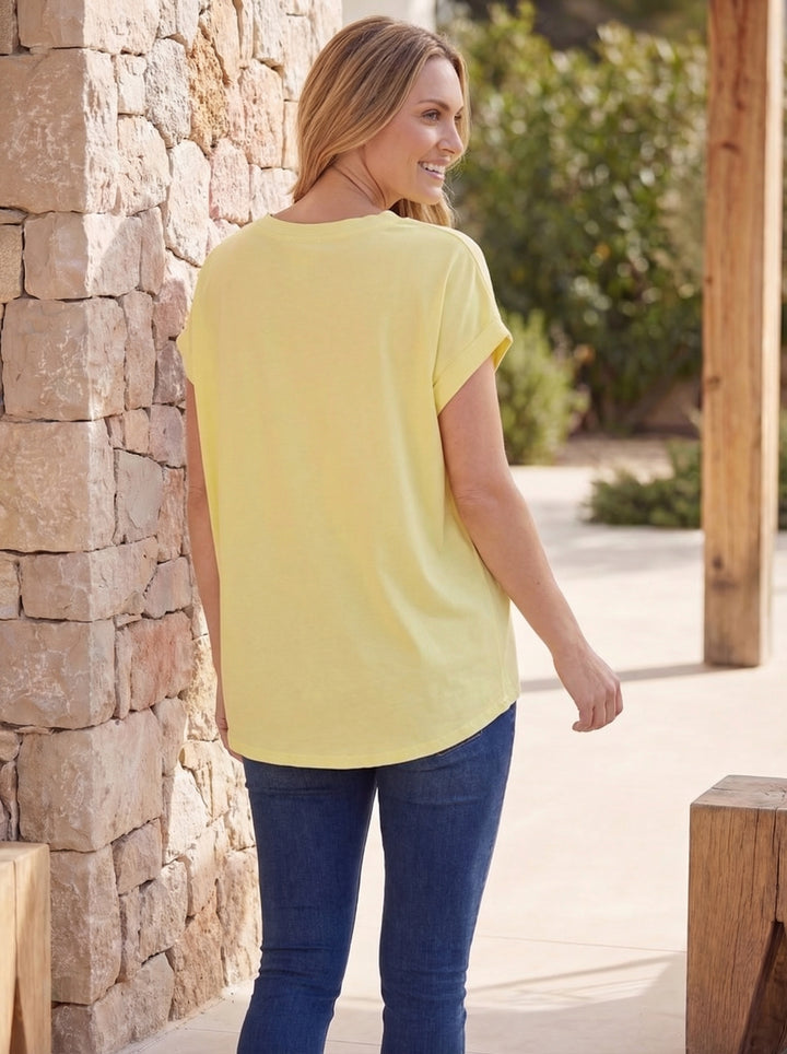 "JASMINE” Cap Sleeve T-Shirt - Yellow