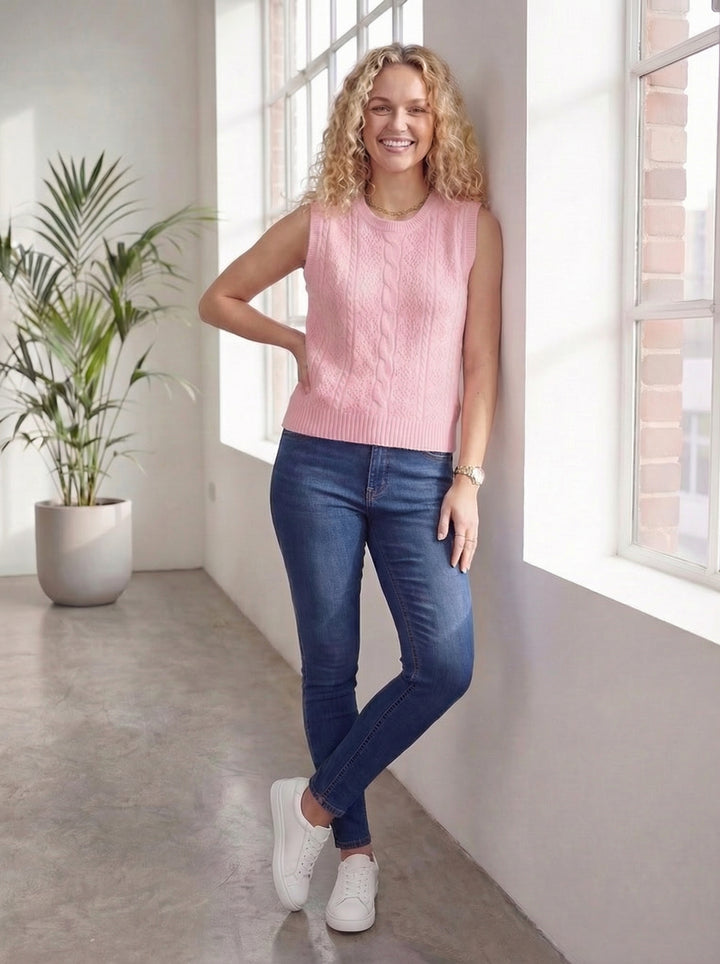 "AMBER” V-Neck Tank Top - Baby Pink