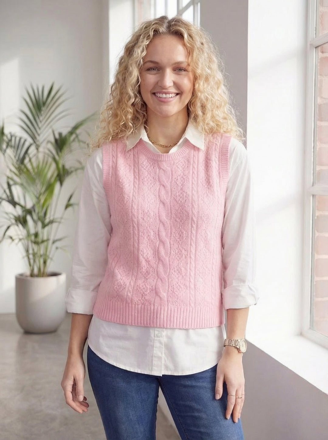 "AMBER” V-Neck Tank Top - Baby Pink